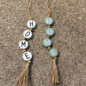 SET OF 2/ Wooden HOME Bead Garland with Tassels